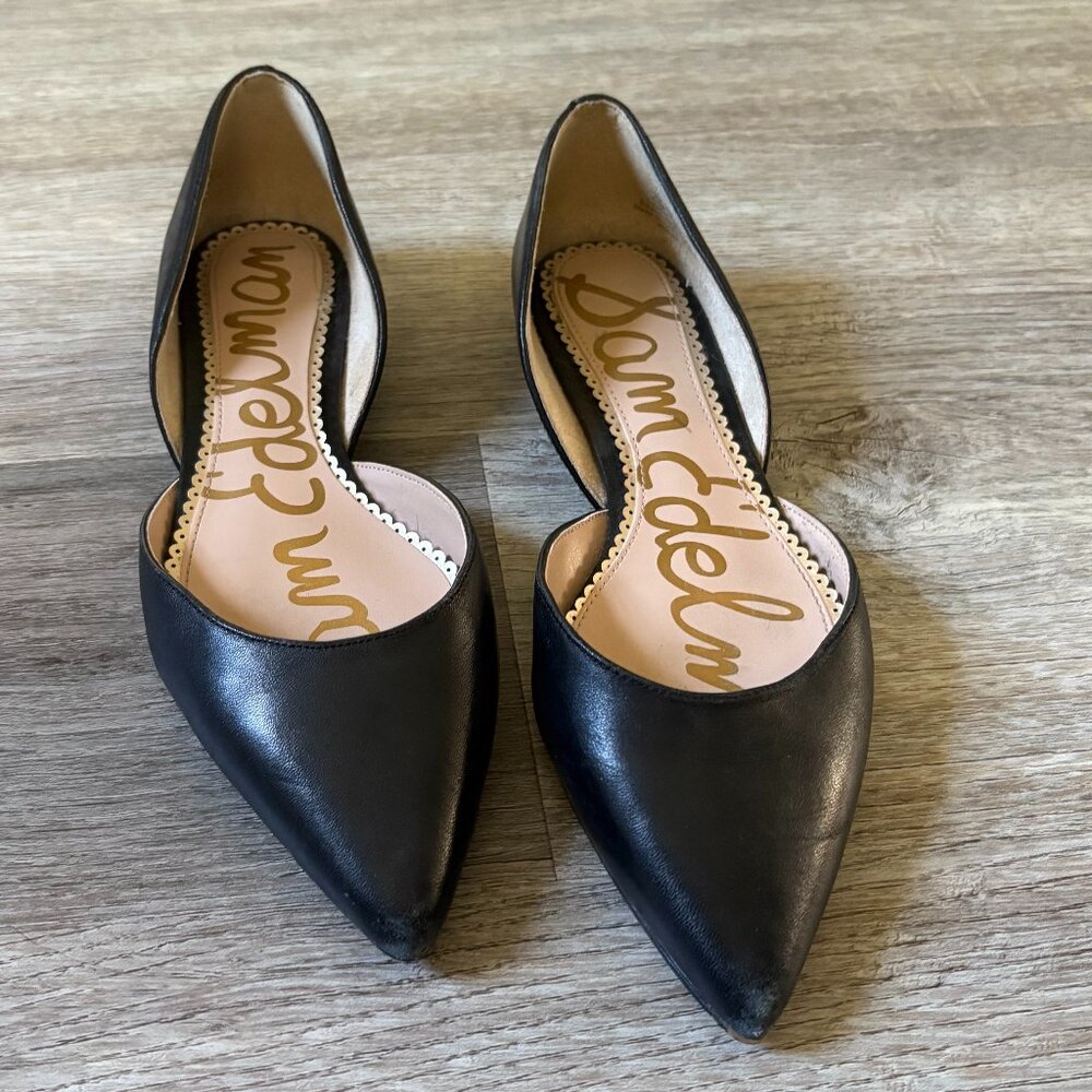 Sam Edelman Rodney d’Orsay Black Leather Flat Shoes Women’s Size 6.5M